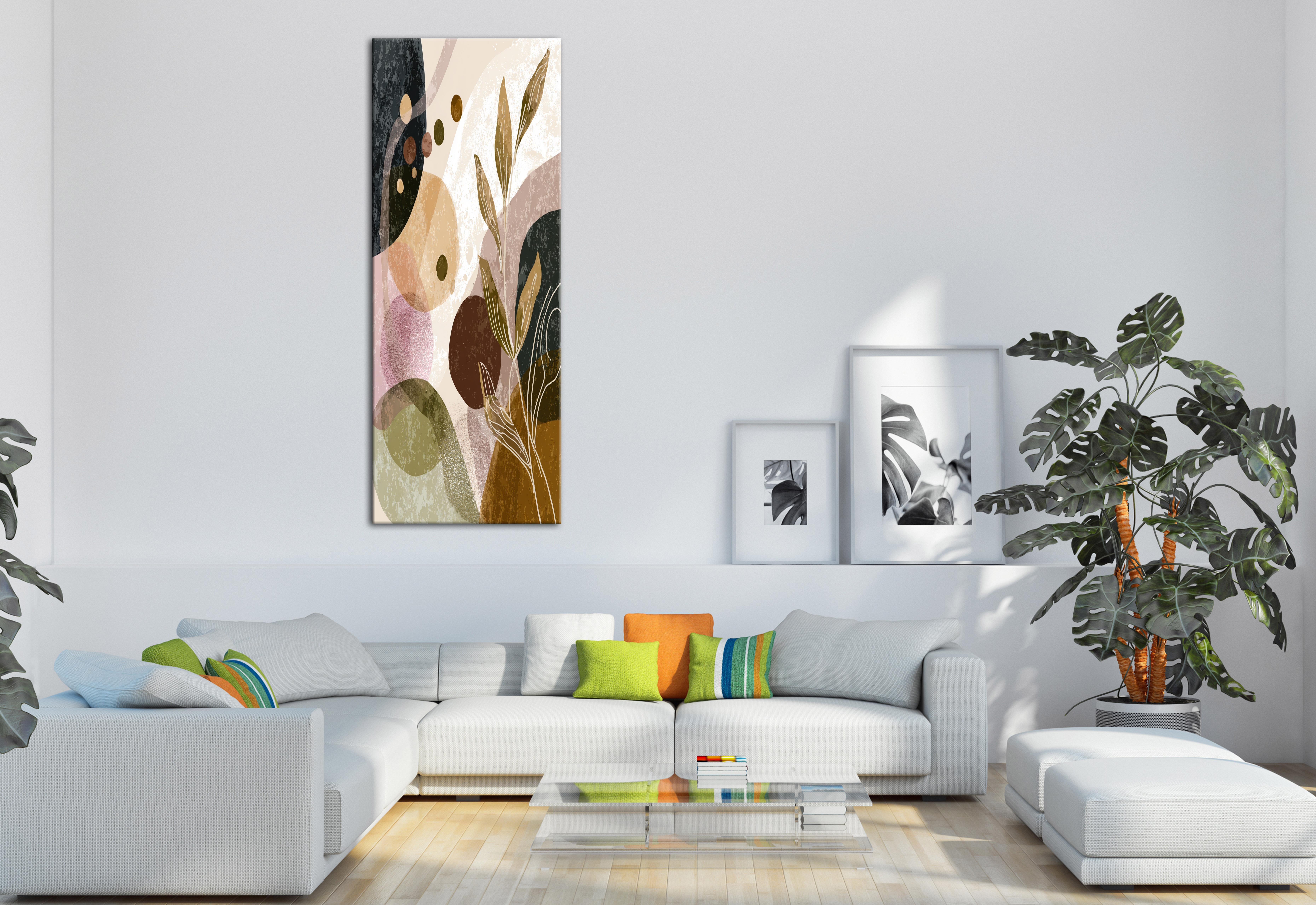 Soyut Botanik Formlar Kanvas Tablo, Pastel Tonlarda Modern Bitki Temalı Duvar Dekoru
