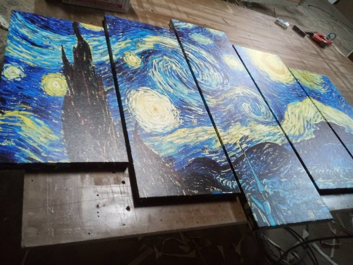 Van Gogh Yıldızlı Gece 5 Parça Kanvas Tablo