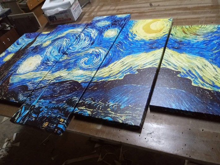 Van Gogh Yıldızlı Gece 5 Parça Kanvas Tablo