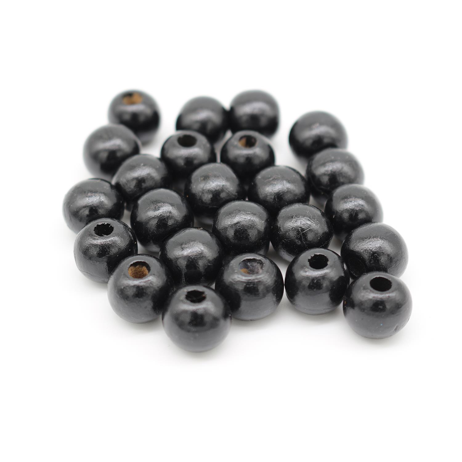 Ahşap Boncuk 14mm Cilalı Yuvarlak 20gr Siyah