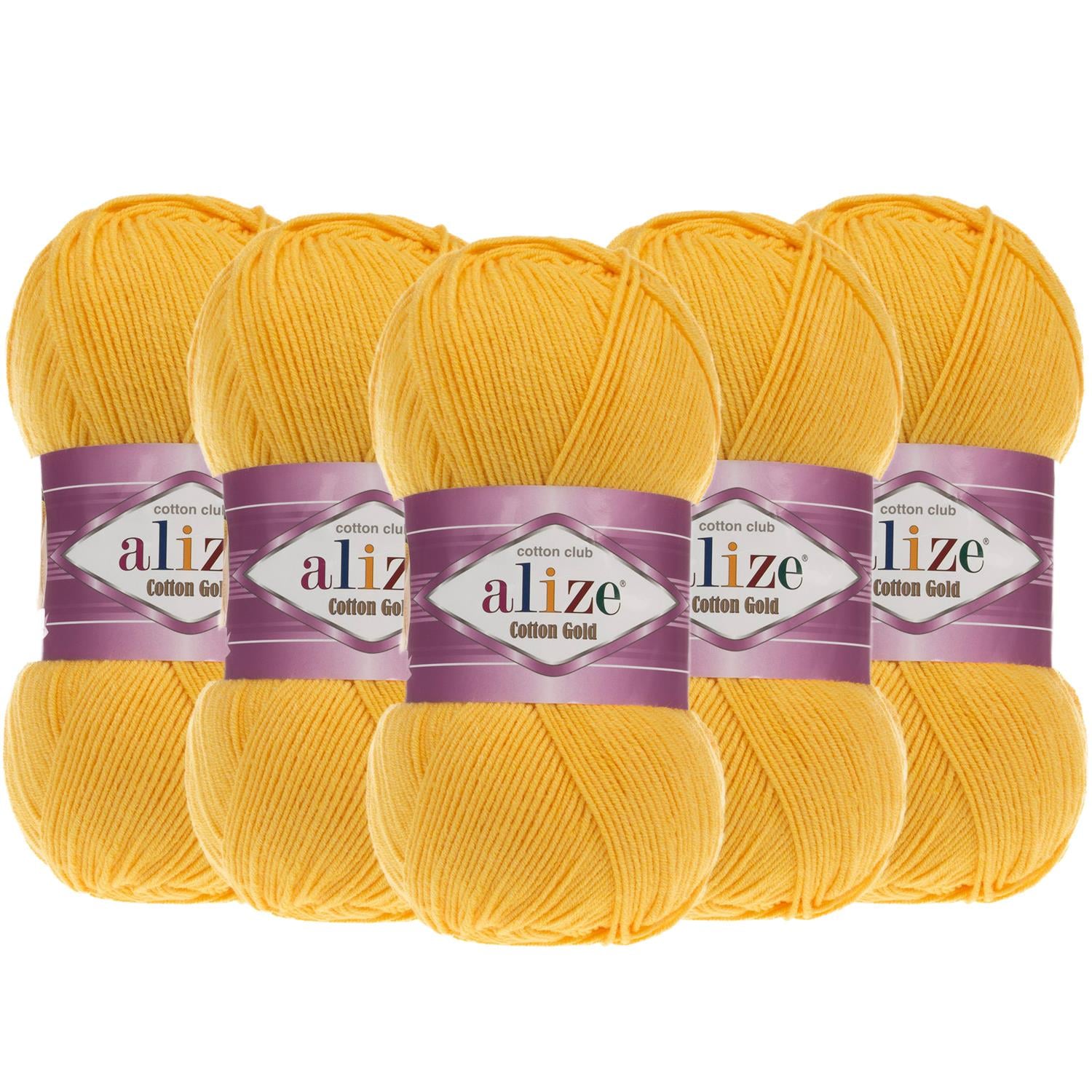 Alize Cotton Gold El Örgü İpliği - 216 Sarı   5 Adet