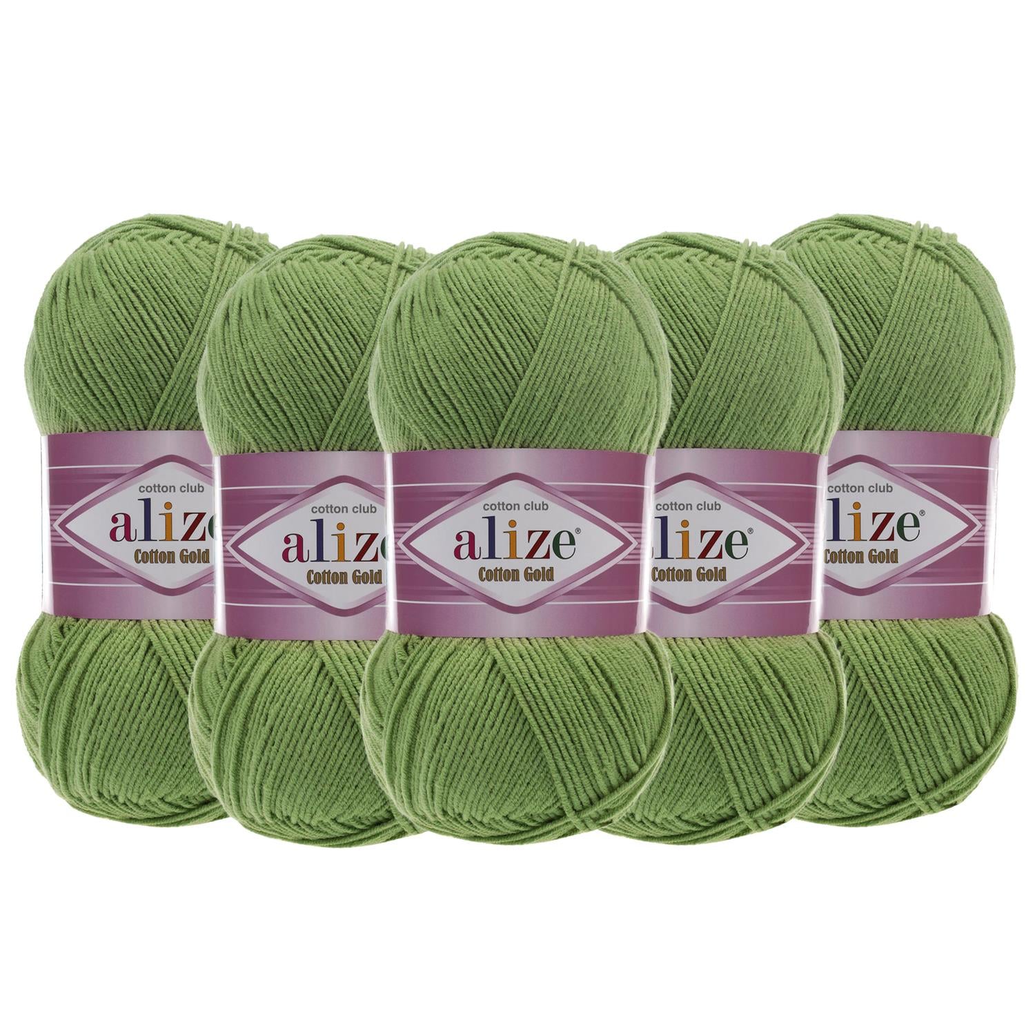 Alize Cotton Gold El Örgü İpliği - 485 Kuru Nane   5 Adet