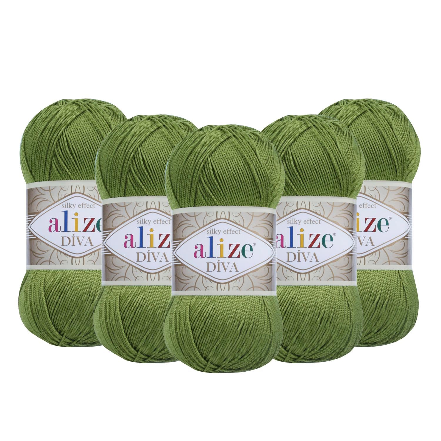 Alize Diva El Örgü İpliği - 210 Yeşil   5 Adet