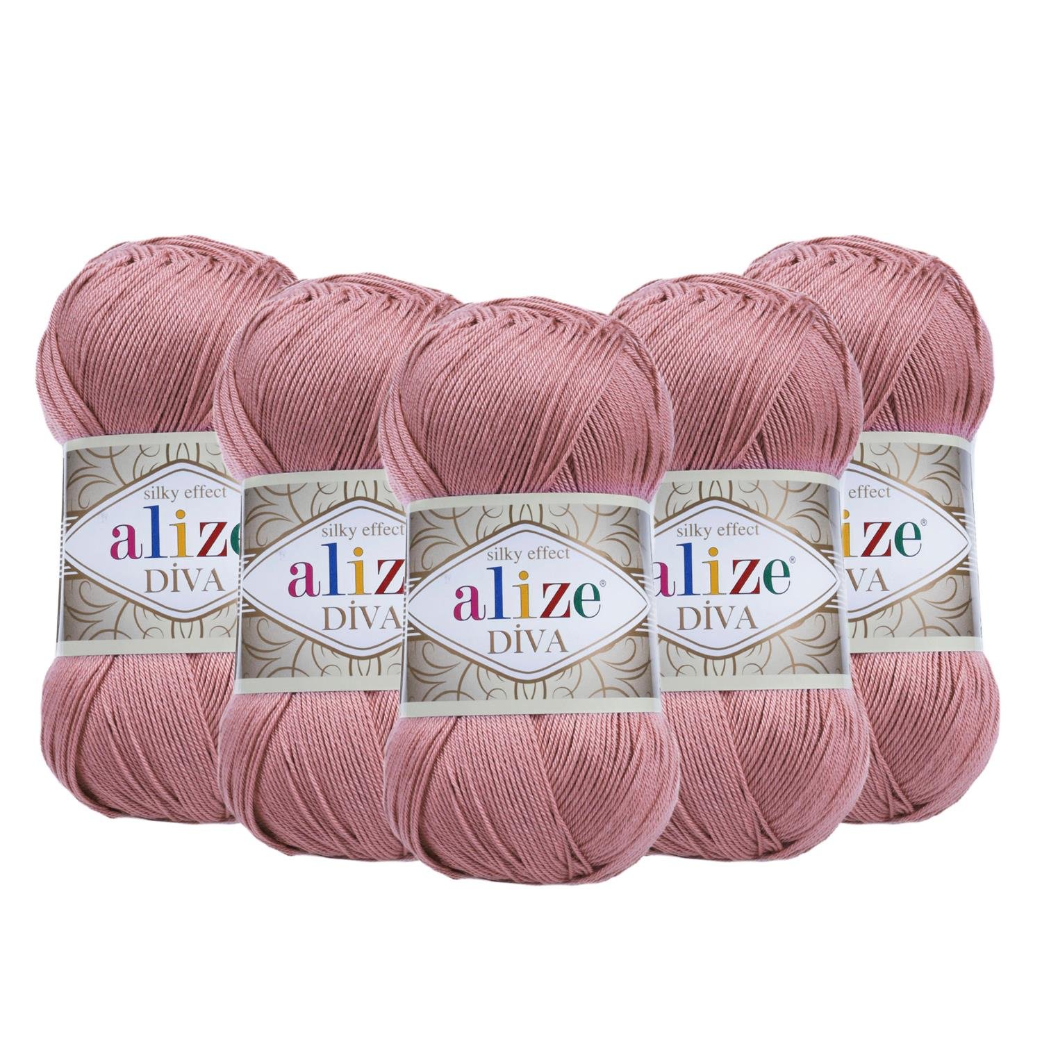 Alize Diva El Örgü İpliği - 354 Gül Kurusu   5 Adet