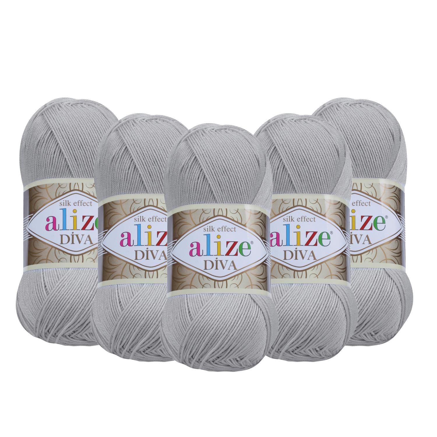 Alize Diva El Örgü İpliği - 355 Gri   5 Adet