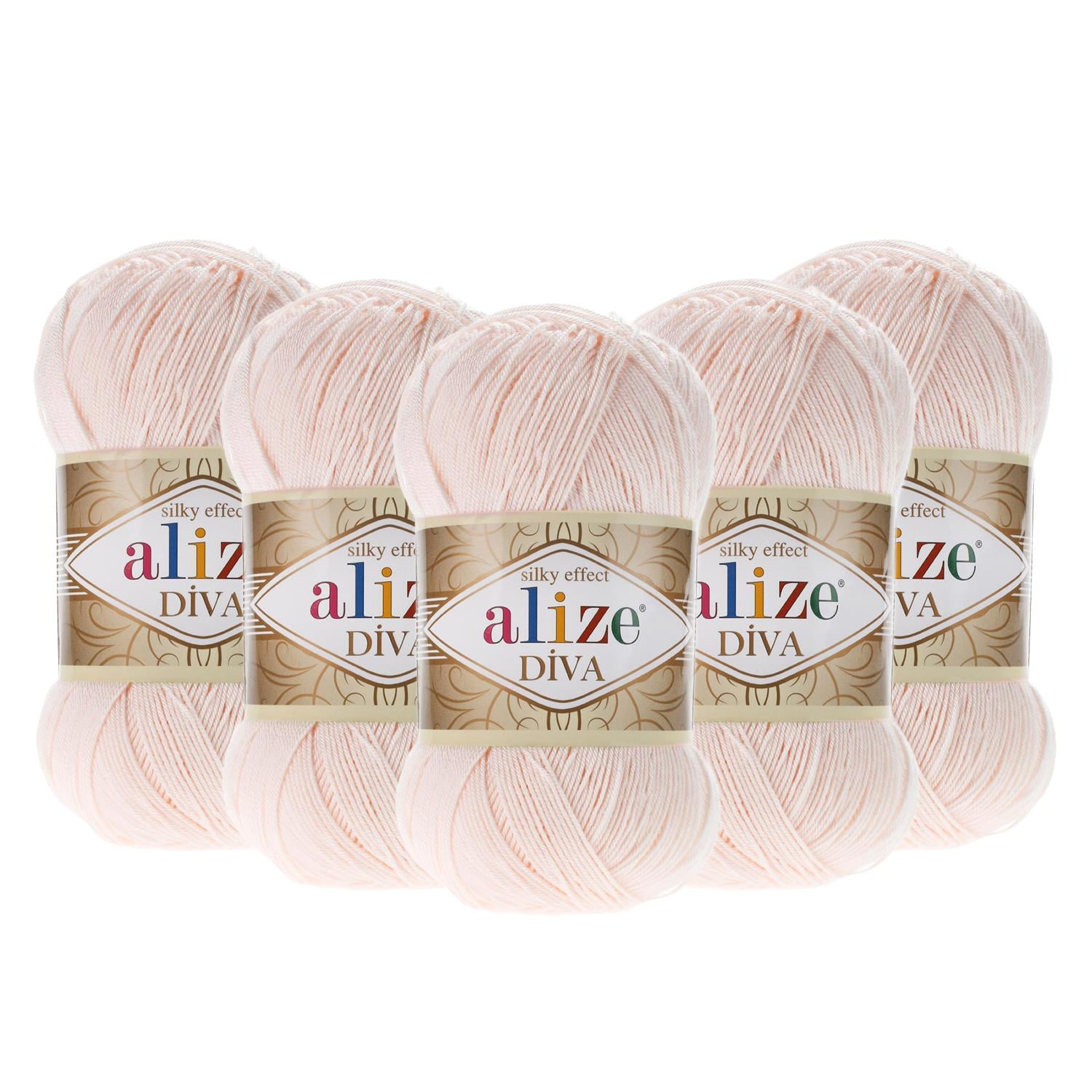 Alize Diva El Örgü İpliği - 382 Açık Şeftali   5 Adet