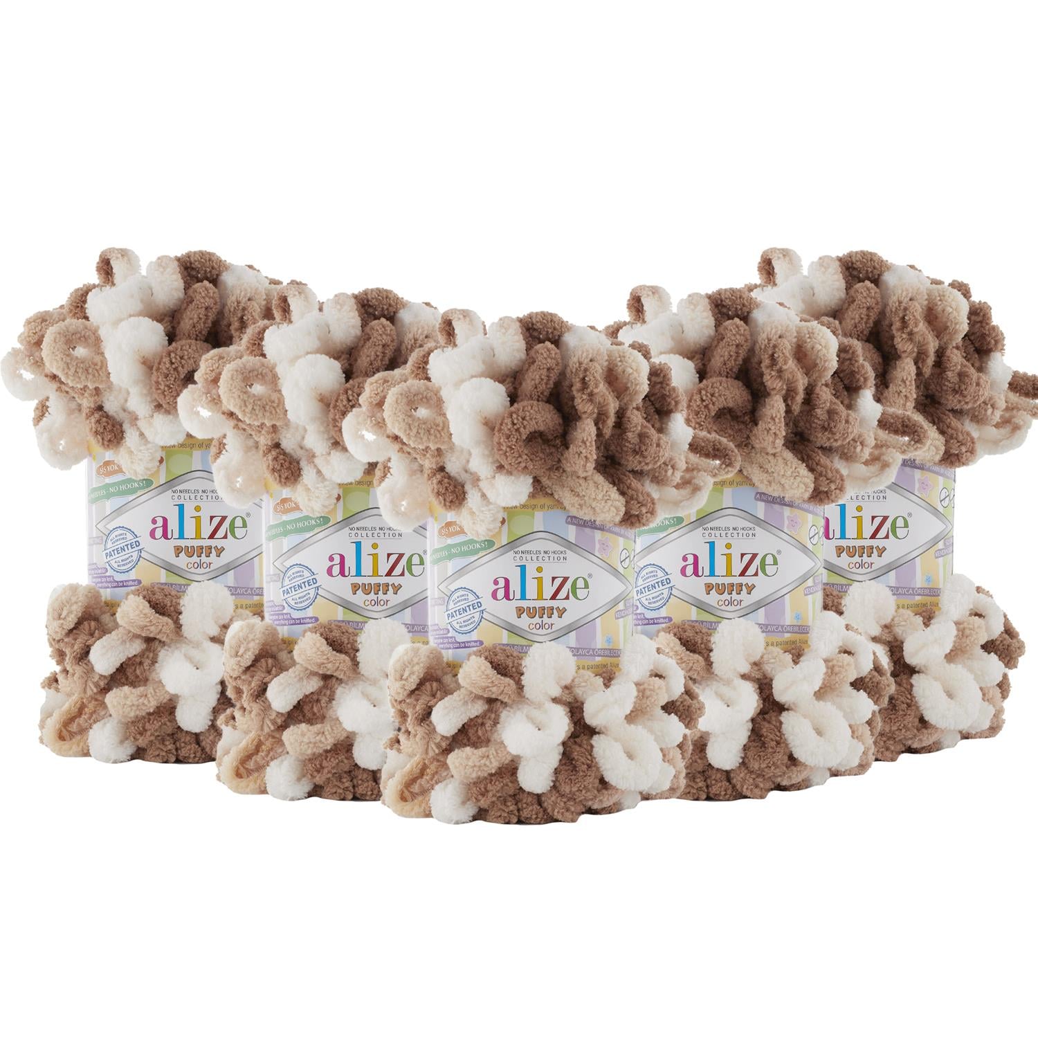 Alize Puffy Color El Örgü İpliği - 6398 Çok Renkli   5 Adet