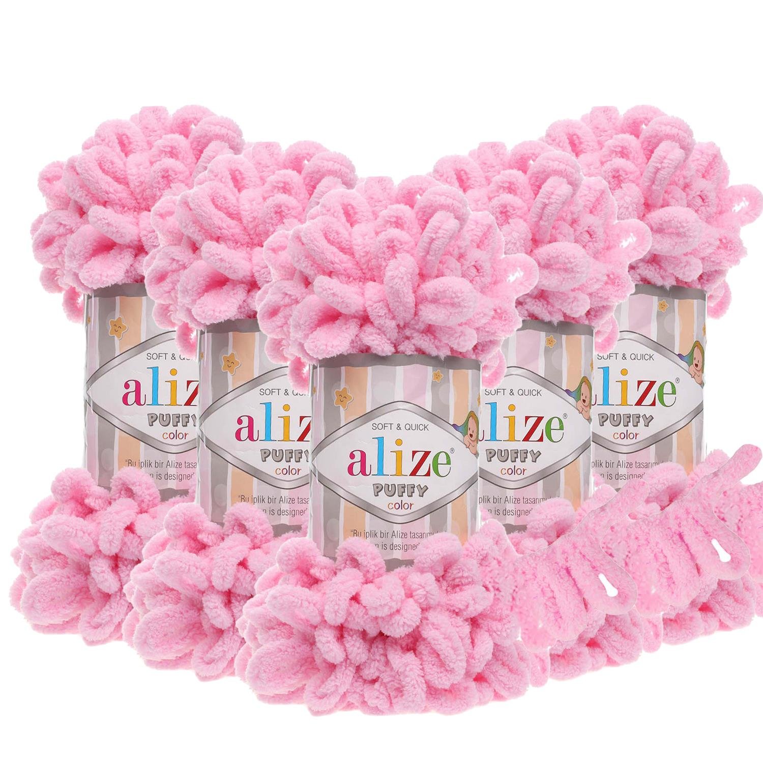 Alize Puffy El Örgü İpliği - 185 Pembe   5 Adet