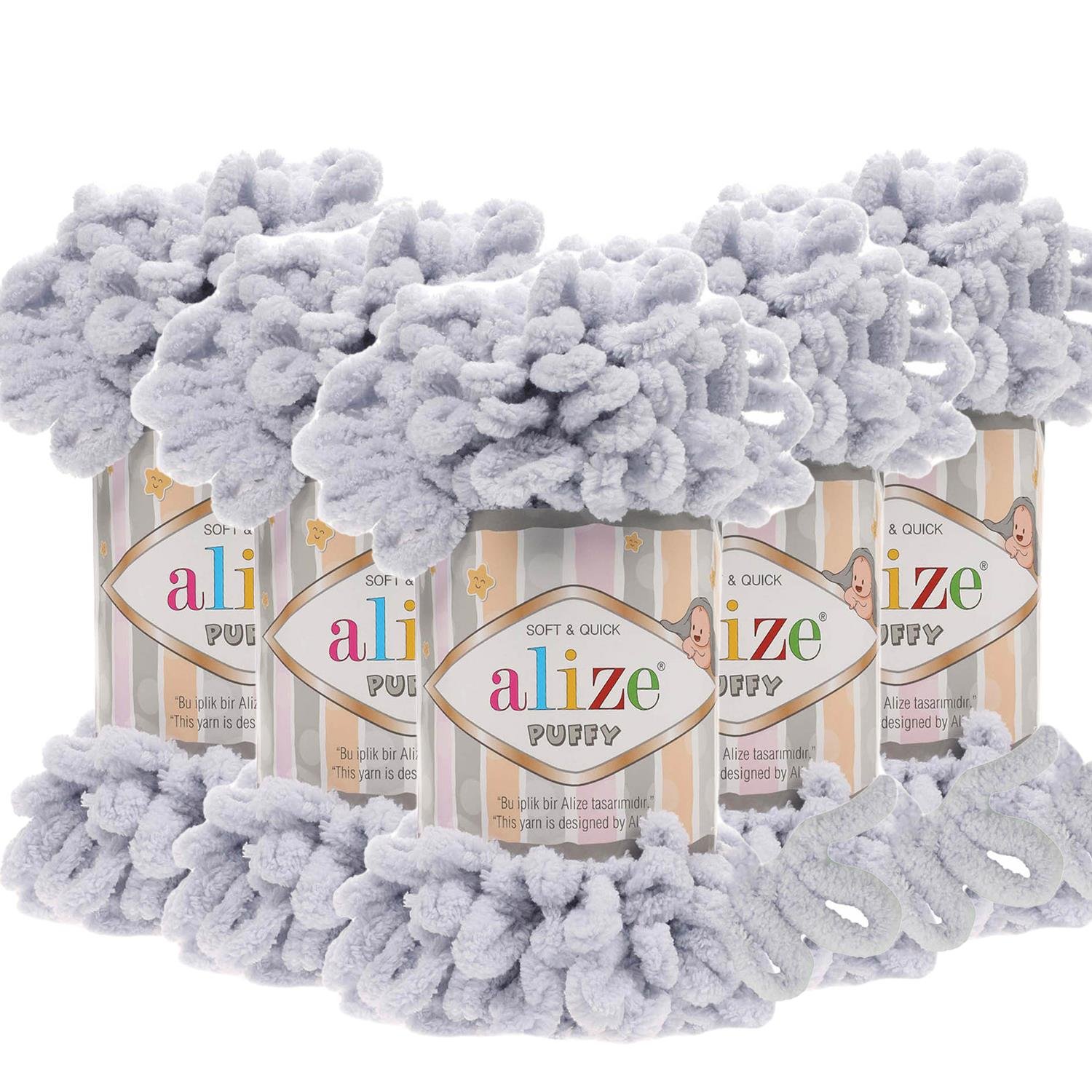 Alize Puffy El Örgü İpliği - 416 Gri   5 Adet