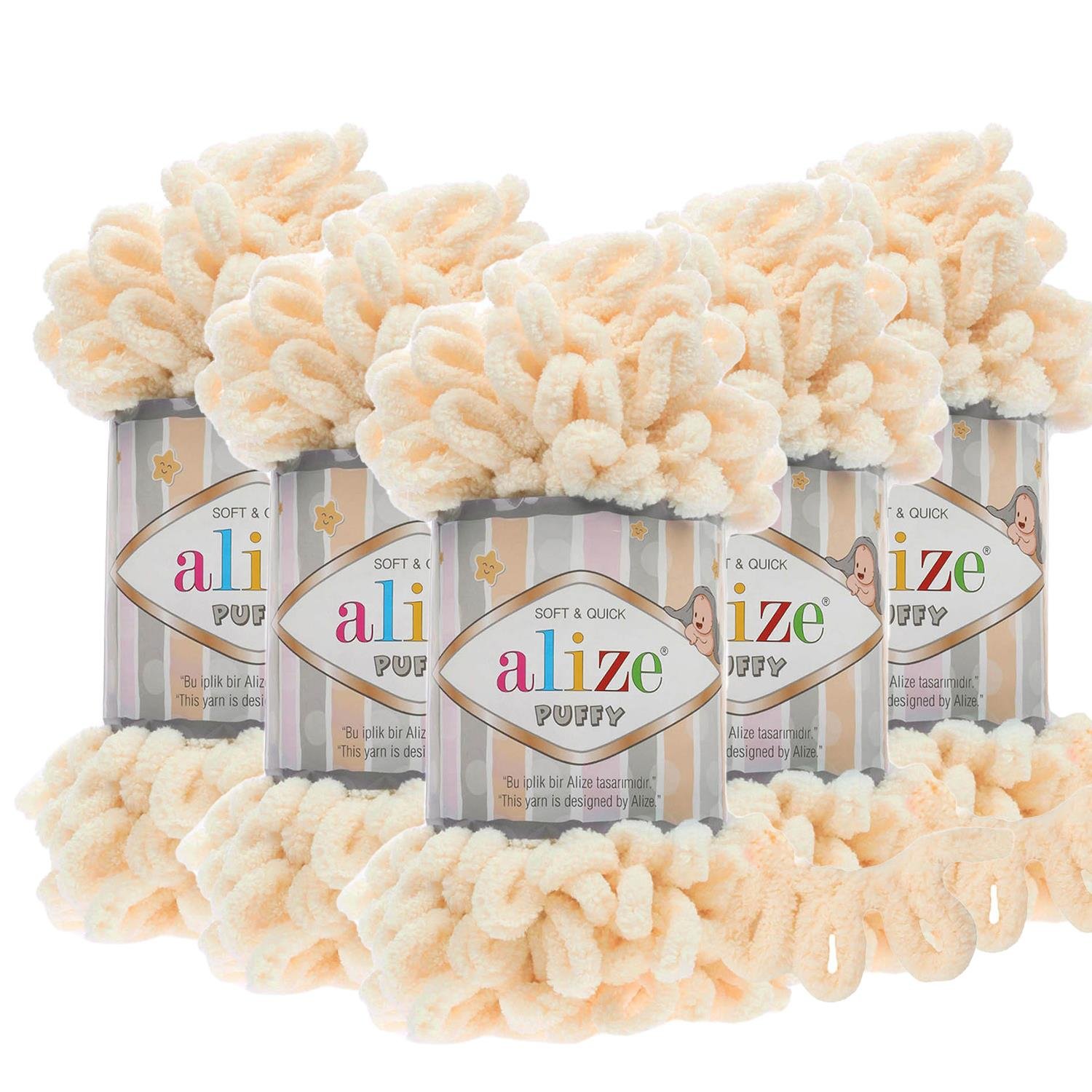 Alize Puffy El Örgü İpliği - 742 Vanilya   5 Adet
