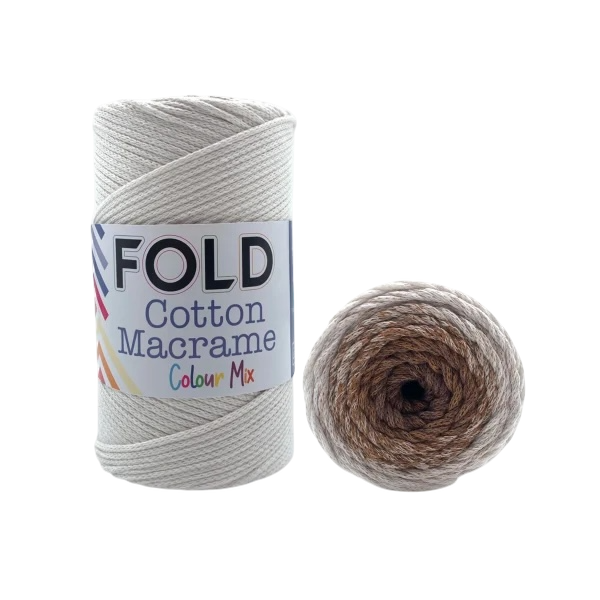 Fold Yarn Cotton Macrome Color Mix 27 Krem & Kahve  - 1 ADET