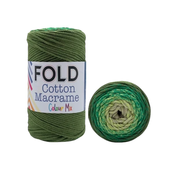 Fold Yarn Cotton Macrome Color Mix 30 Yeşil & Bej  - 1 ADET
