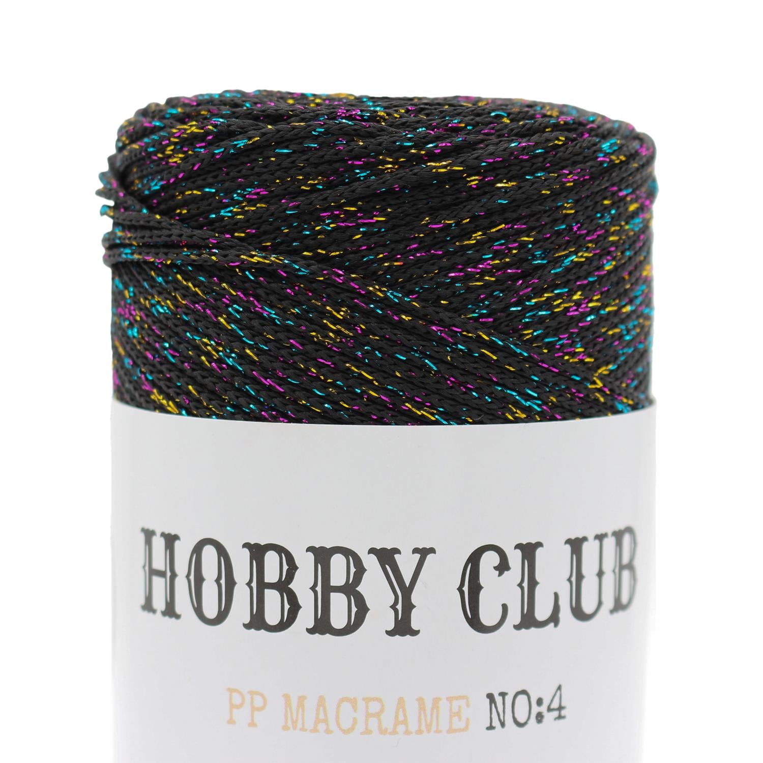 Hobby Club Simli Polyester Makrome 200gr 3mm 270 Siyah Karışık Sim