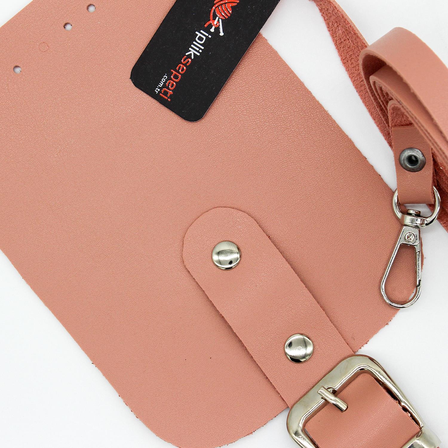 Kapaklı Telefon Çantası Seti - Mini Bag Pudra Pembe 