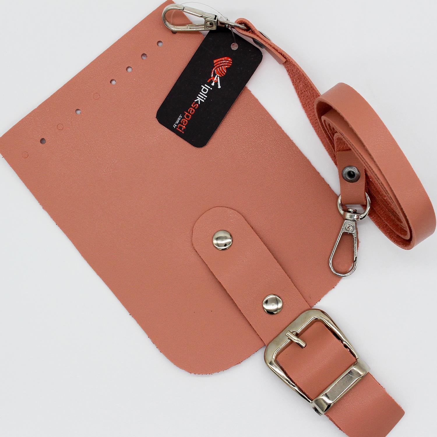 Kapaklı Telefon Çantası Seti - Mini Bag Pudra Pembe 