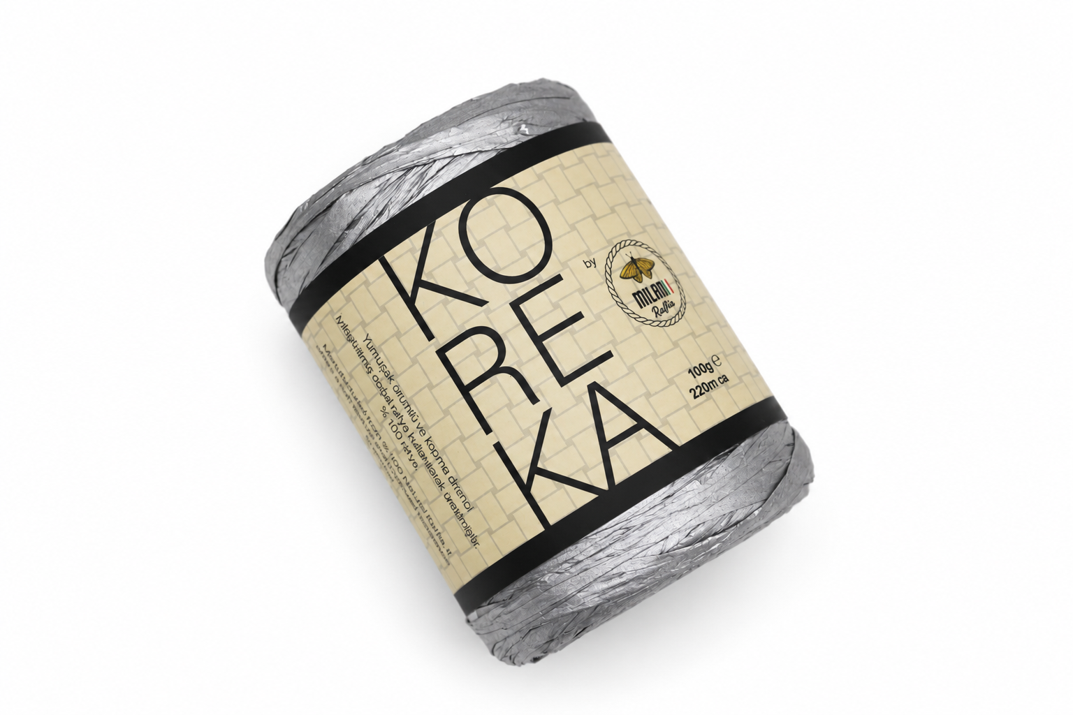 Koreka Rafya İplik 100gr 220mt 100 Gümüş - 1 ADET