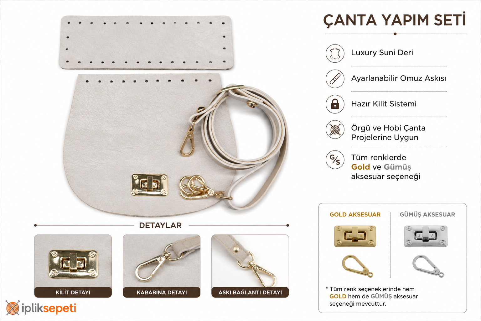 Minibag Çanta Seti Luxury Suni Deri Krem - 1 ADET