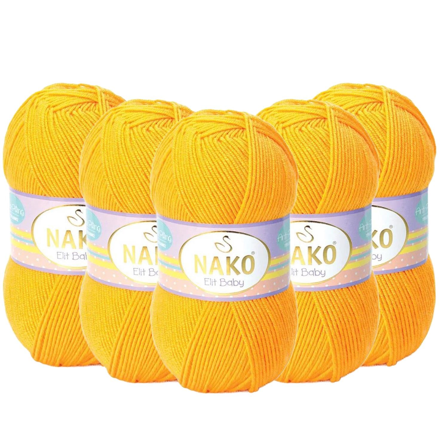 Nako Elit Baby Anti Pilling El Örgü İpliği - 4674 Sarı   5 Adet