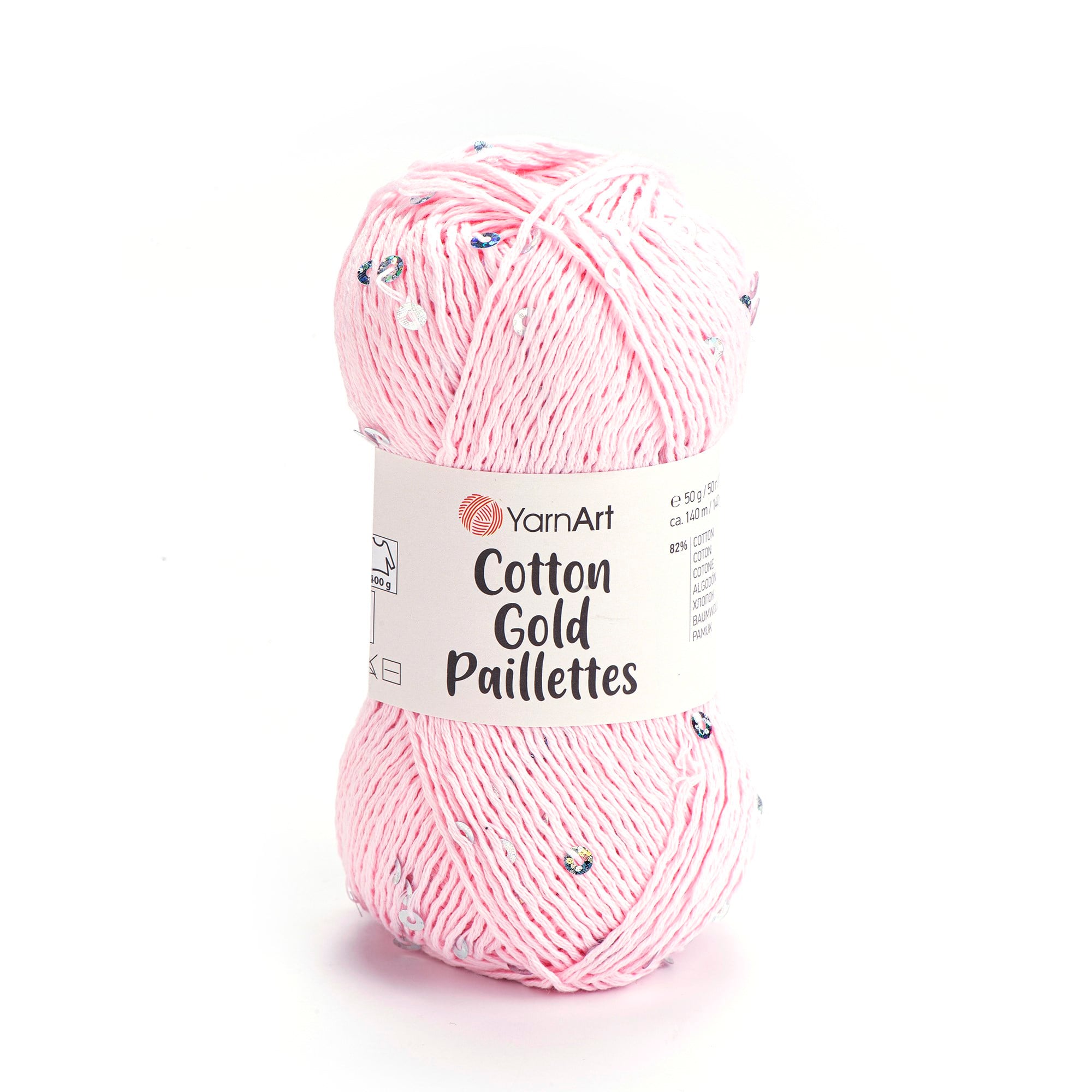 YarnArt Cotton Gold Paillettes El Örgü İpliği 50gr 7107 Pembe - 1 ADET