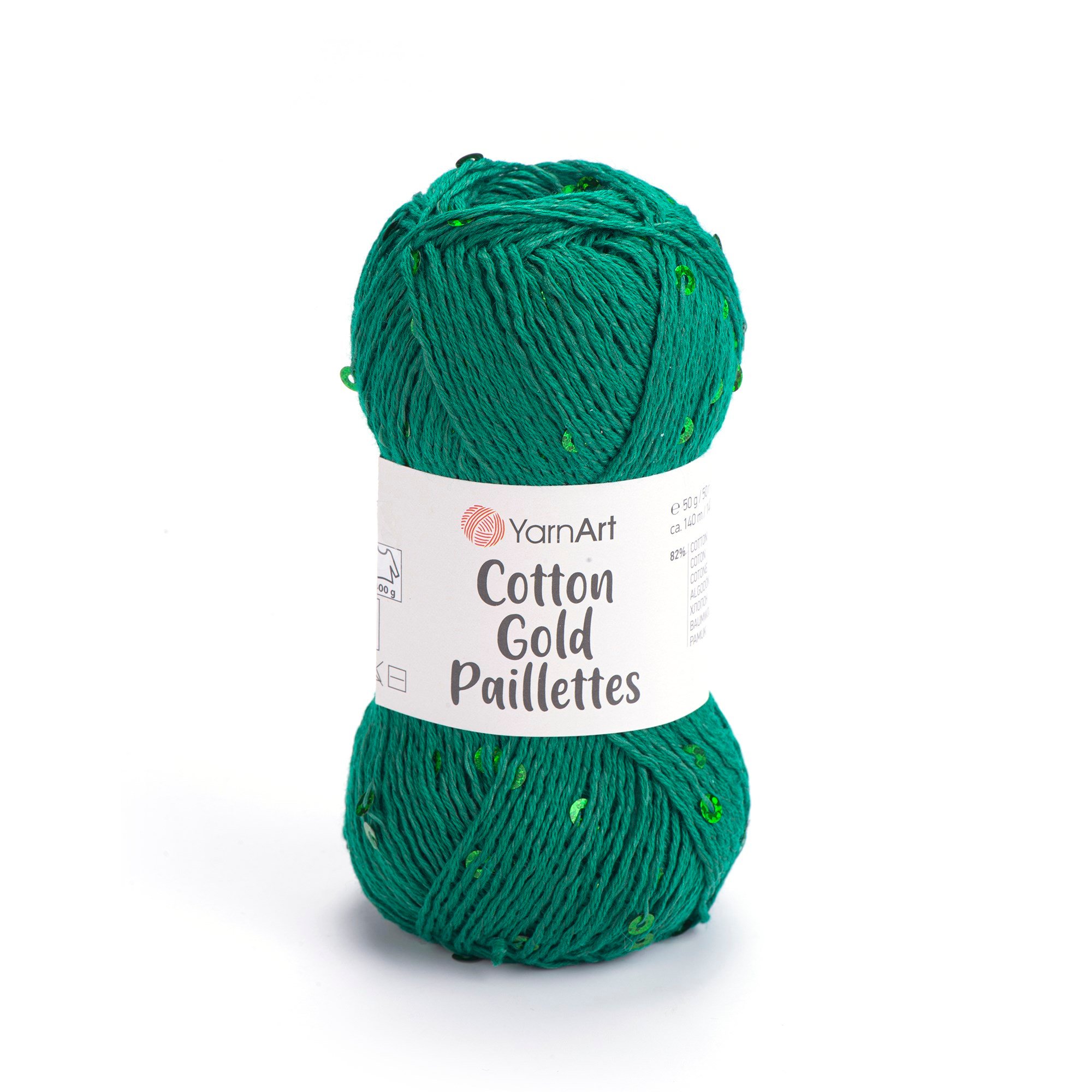 YarnArt Cotton Gold Paillettes El Örgü İpliği 50gr 7114 Benetton Yeşil - 1 ADET