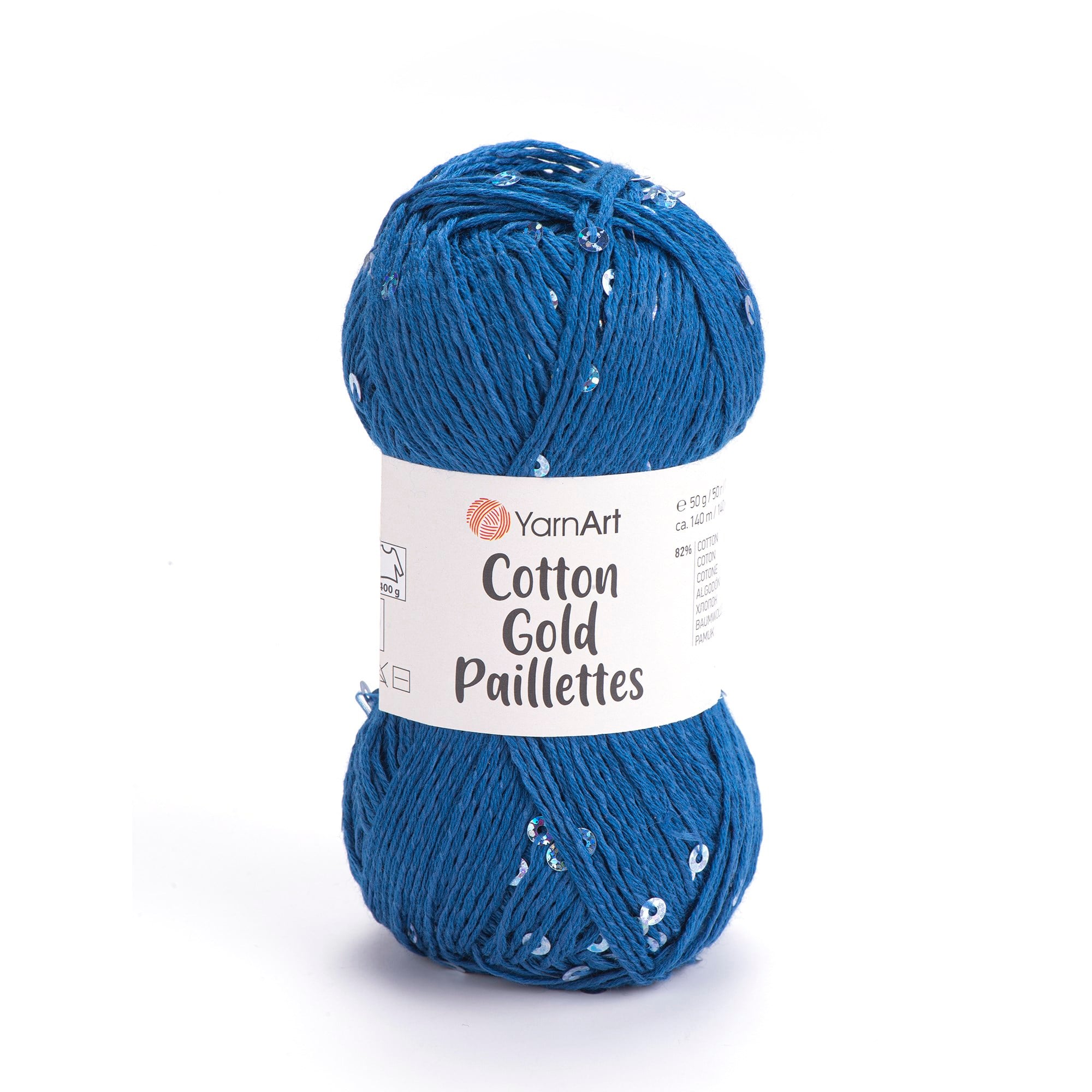 YarnArt Cotton Gold Paillettes El Örgü İpliği 50gr 7111 Koyu Mavi - 1 ADET