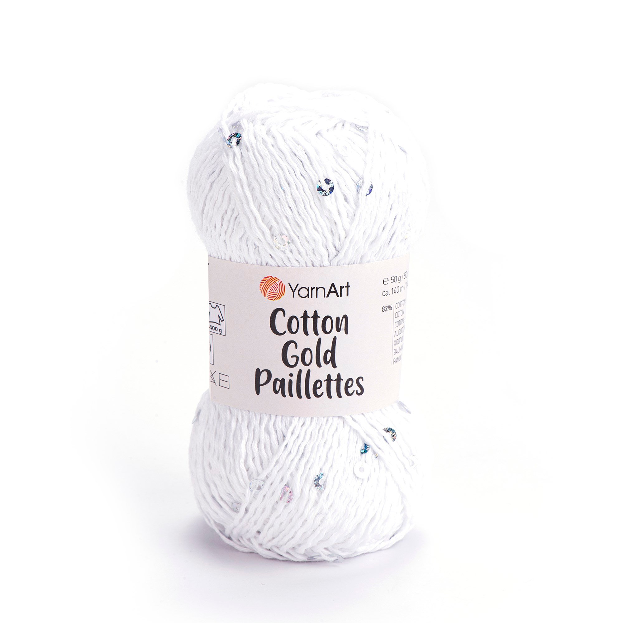 YarnArt Cotton Gold Paillettes El Örgü İpliği 50gr 7102 Beyaz - 1 ADET