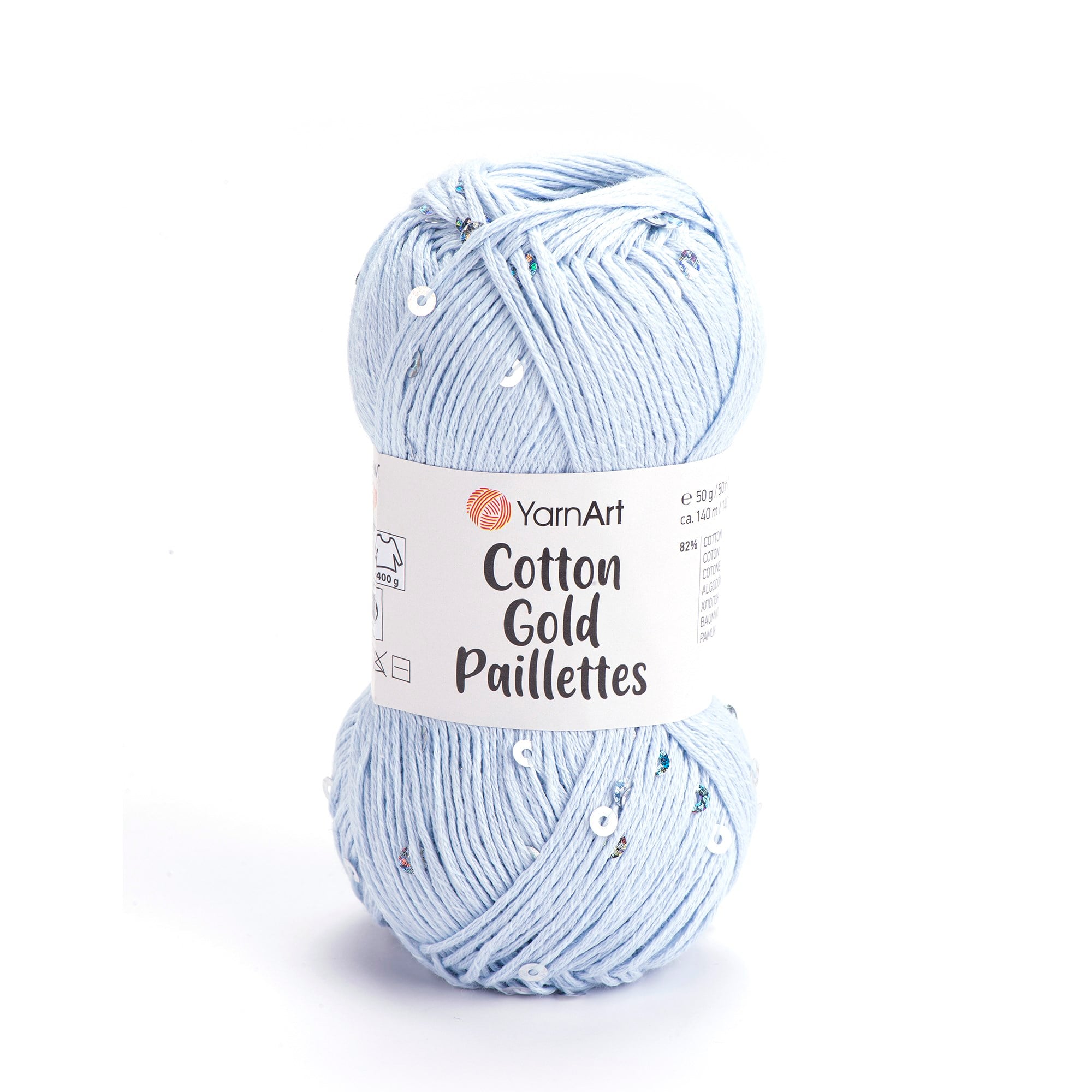 YarnArt Cotton Gold Paillettes El Örgü İpliği 50gr 7109 Açık Mavi - 1 ADET
