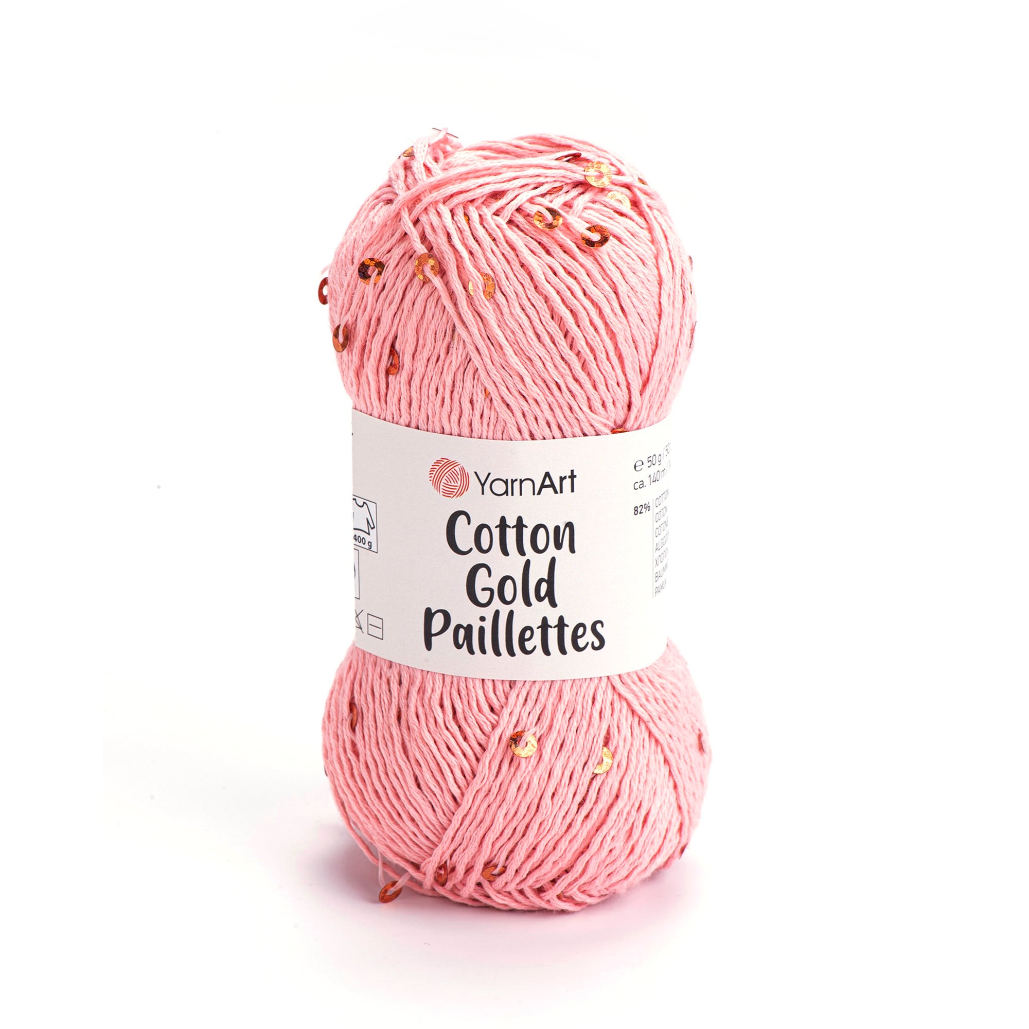 YarnArt Cotton Gold Paillettes El Örgü İpliği 50gr 7108 Pembe - 1 ADET
