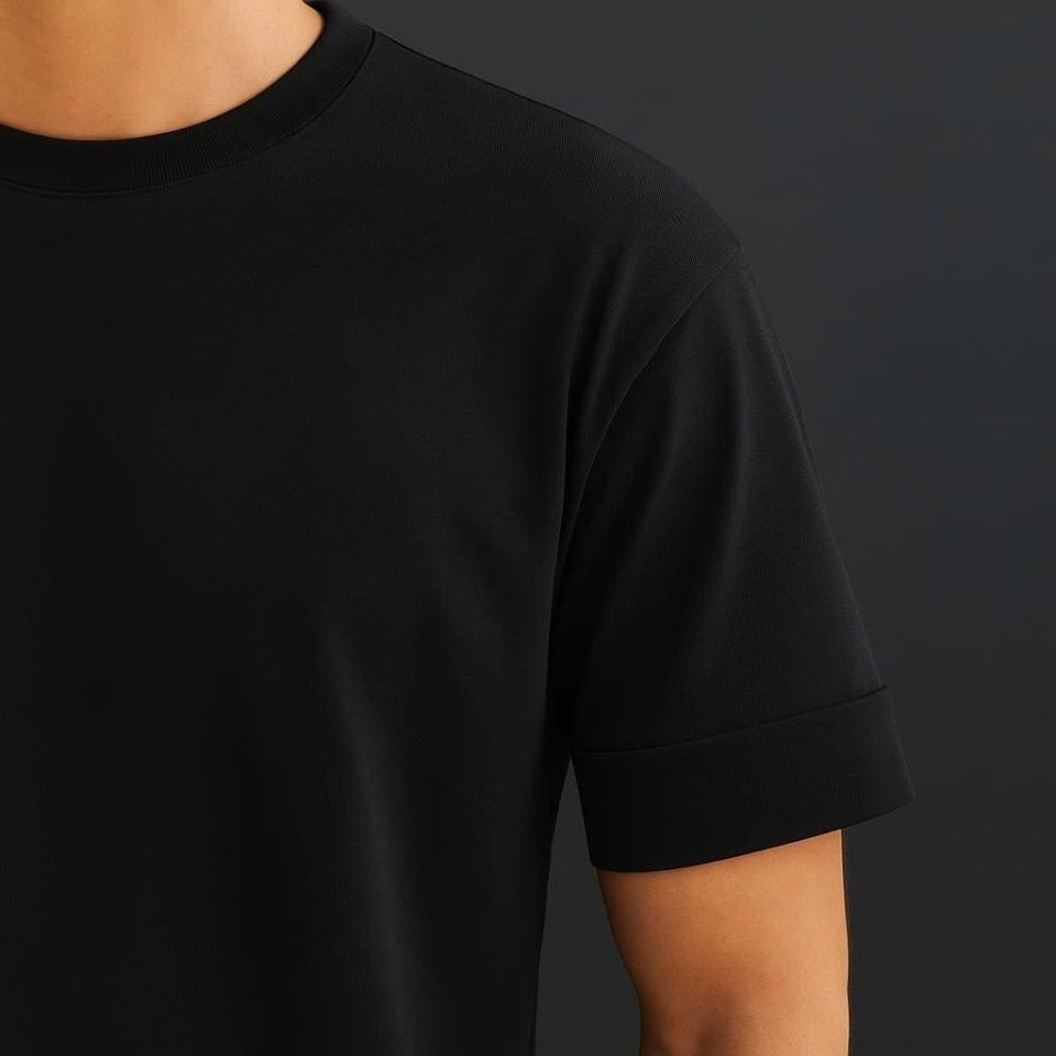 Erkek Basic Oversize Double Face Kumaş Kısa Kollu Tshirt