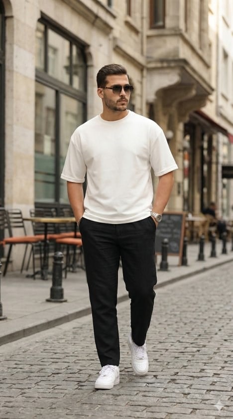 Erkek Duble Kol Basic Tişört