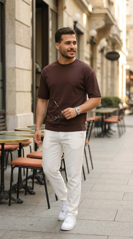 Erkek Duble Kol Basic Tişört