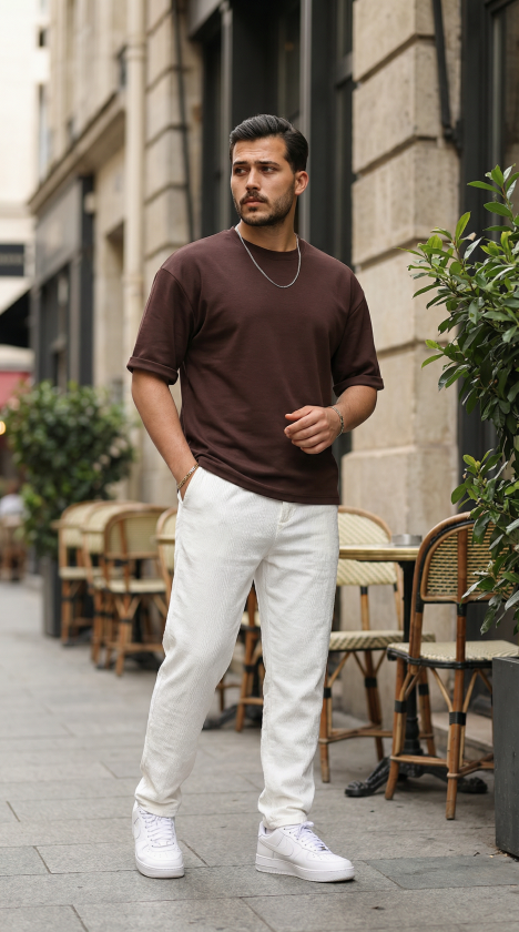 Erkek Duble Kol Basic Tişört