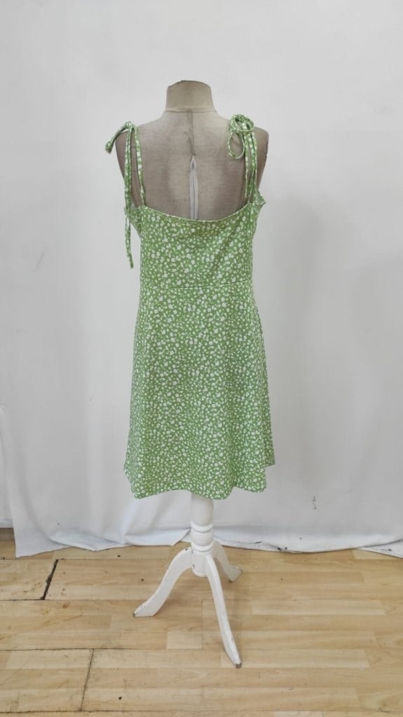 Kadın Askılı Büzgü Detaylı Kare Yaka çiçek Desenli Mini Süprem Elbise
