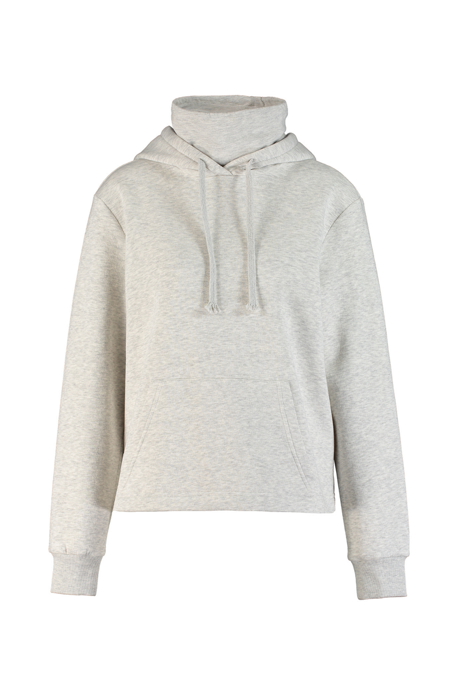 Antibakteriyel Maske Detaylı, Kapüşonlu, Organik Kumaşlı Açık Gri Melanj Kadın Sweatshirt