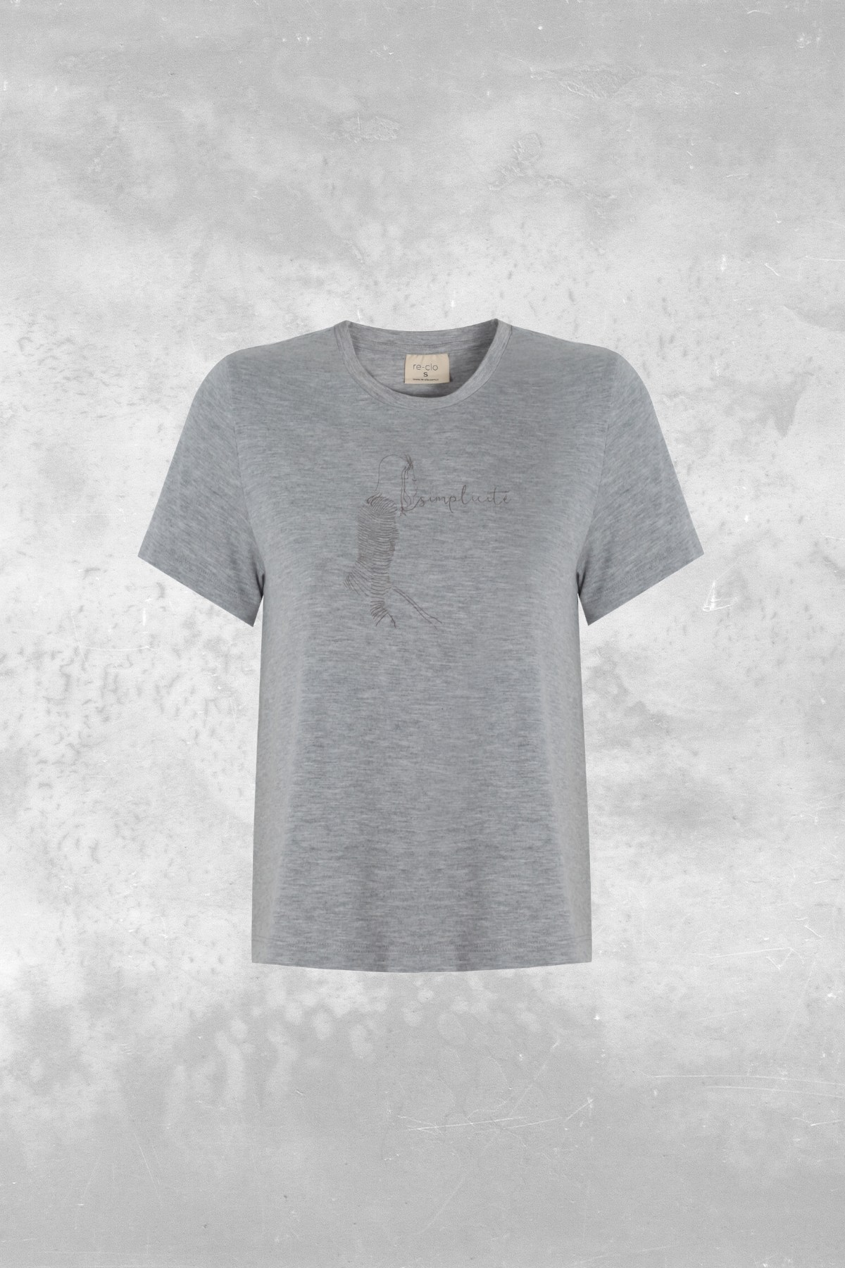 Azura, Baskı Detaylı, Sürdürülebilir Kumaşlı, Açık Gri Melanj, Cropped T-Shirt