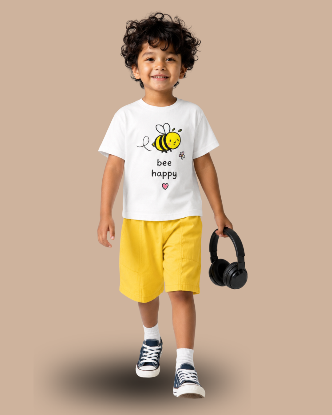BEE HAPPY, Organik Kumaşlı Kısa Kollu Baskılı Unisex Çocuk T- shirt