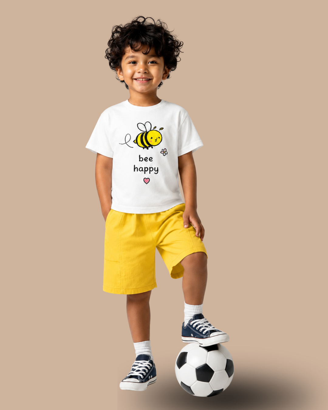 BEE HAPPY, Organik Kumaşlı Kısa Kollu Baskılı Unisex Çocuk T- shirt