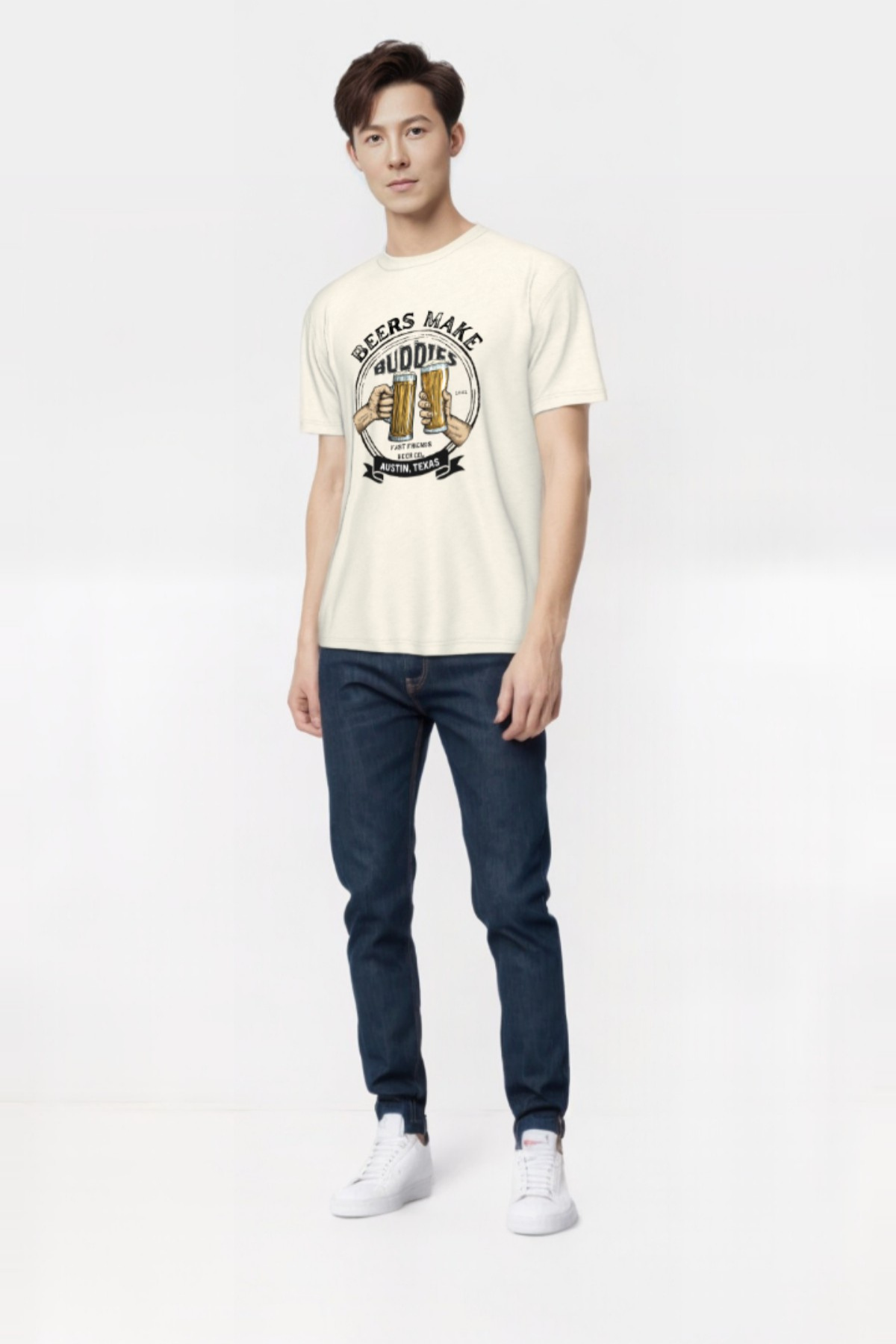 BUDDY TEE, Su Bazlı Baskı Detaylı, Organik Pamuklu T-shirt