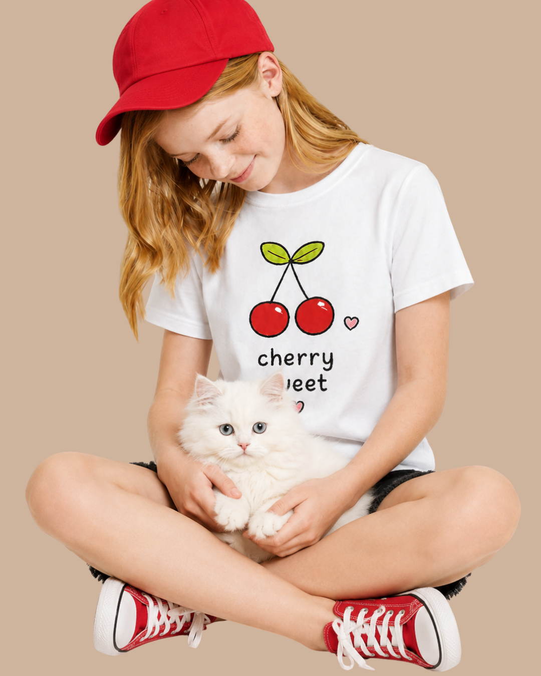 CHERRY SWEET, Organik Kumaşlı Kısa Kollu Baskılı Unisex Çocuk T- shirt