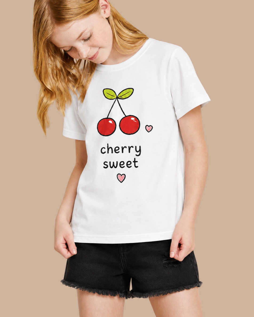 CHERRY SWEET, Organik Kumaşlı Kısa Kollu Baskılı Unisex Çocuk T- shirt