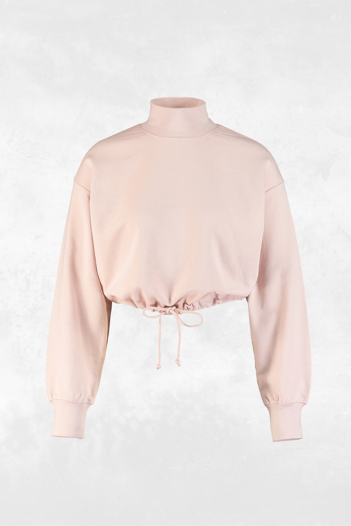 Kate, Büzgü Detaylı, Organik Kumaşlı, Pudra Renkli, Cropped Sweatshirt