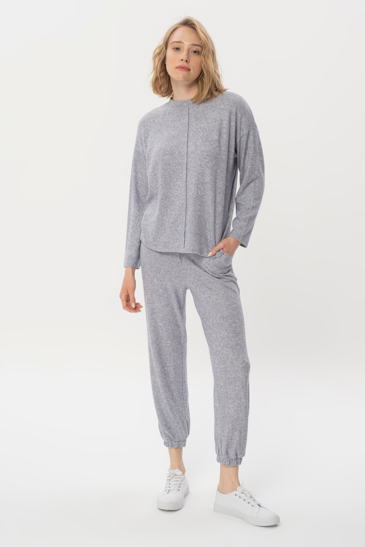 Kelly Basic Top, Ön Nervür Detaylı, Organik Kumaşlı Sweatshirt