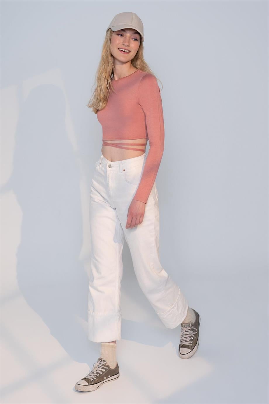 RACHEL CROP TOP - CROPPED BAĞCIK DETAYLI BLUZ