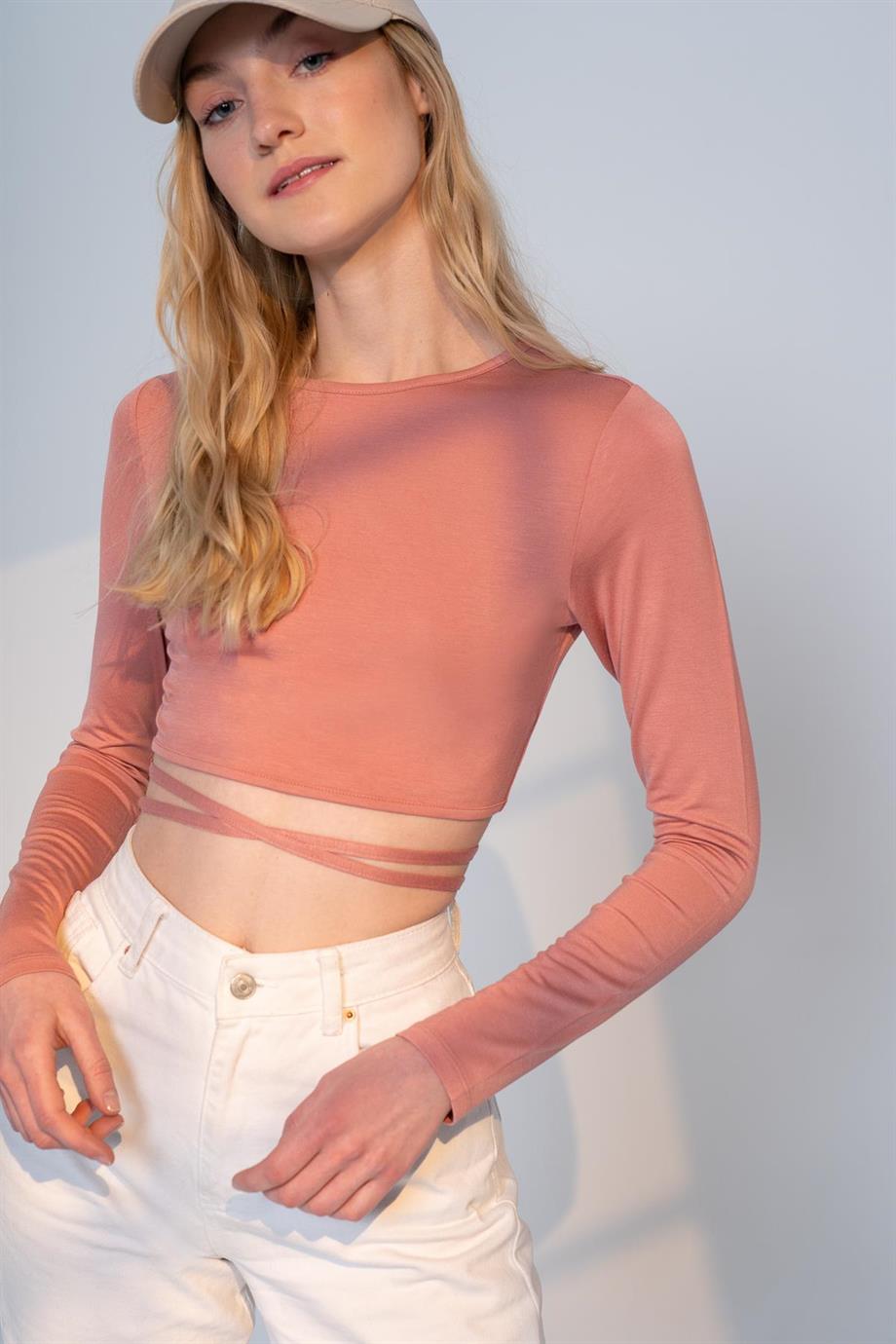 RACHEL CROP TOP - CROPPED BAĞCIK DETAYLI BLUZ