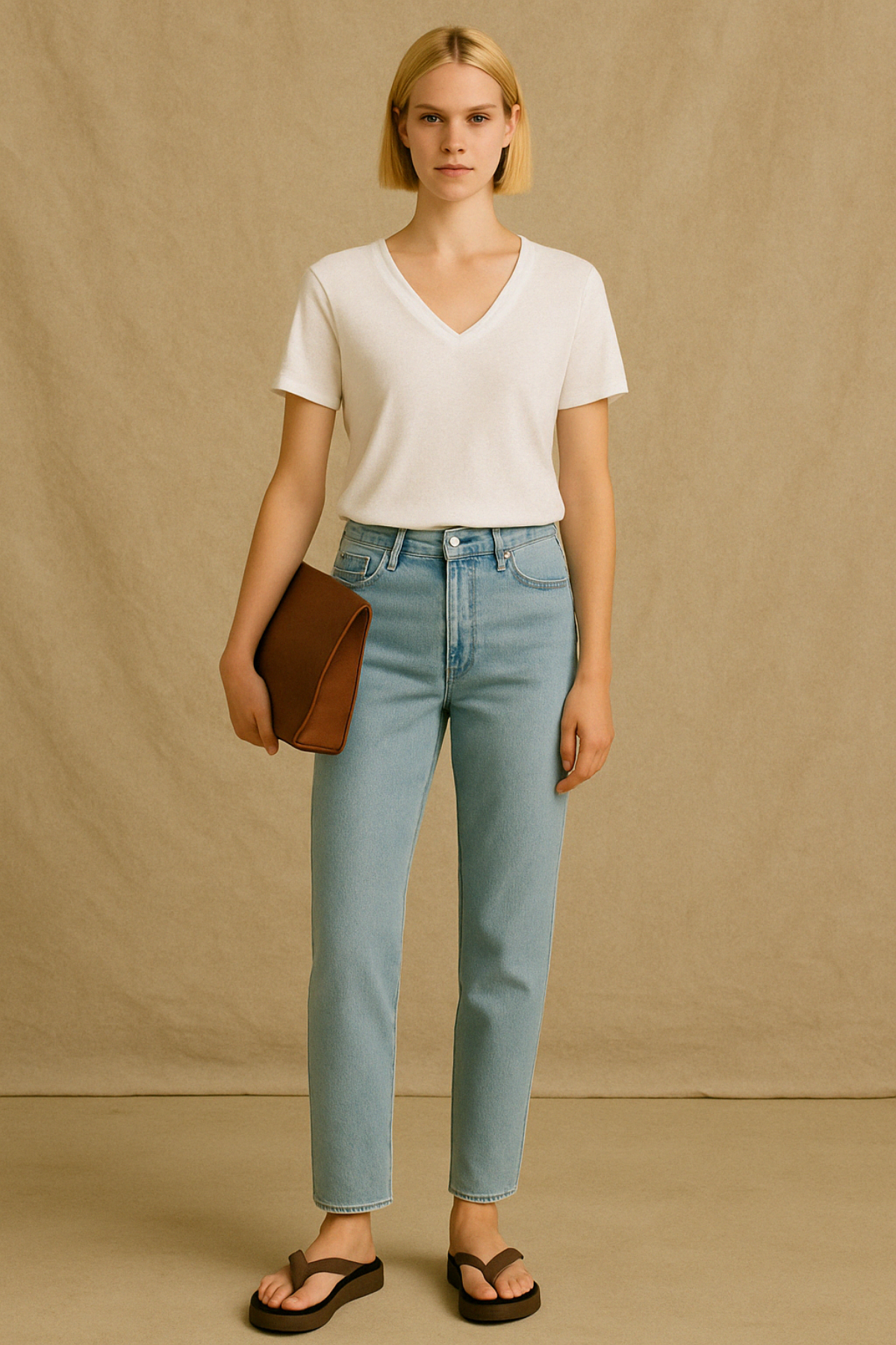 RIVA TEE, V Yaka, Organik Pamuk Karışımlı, Basic T-shirt 