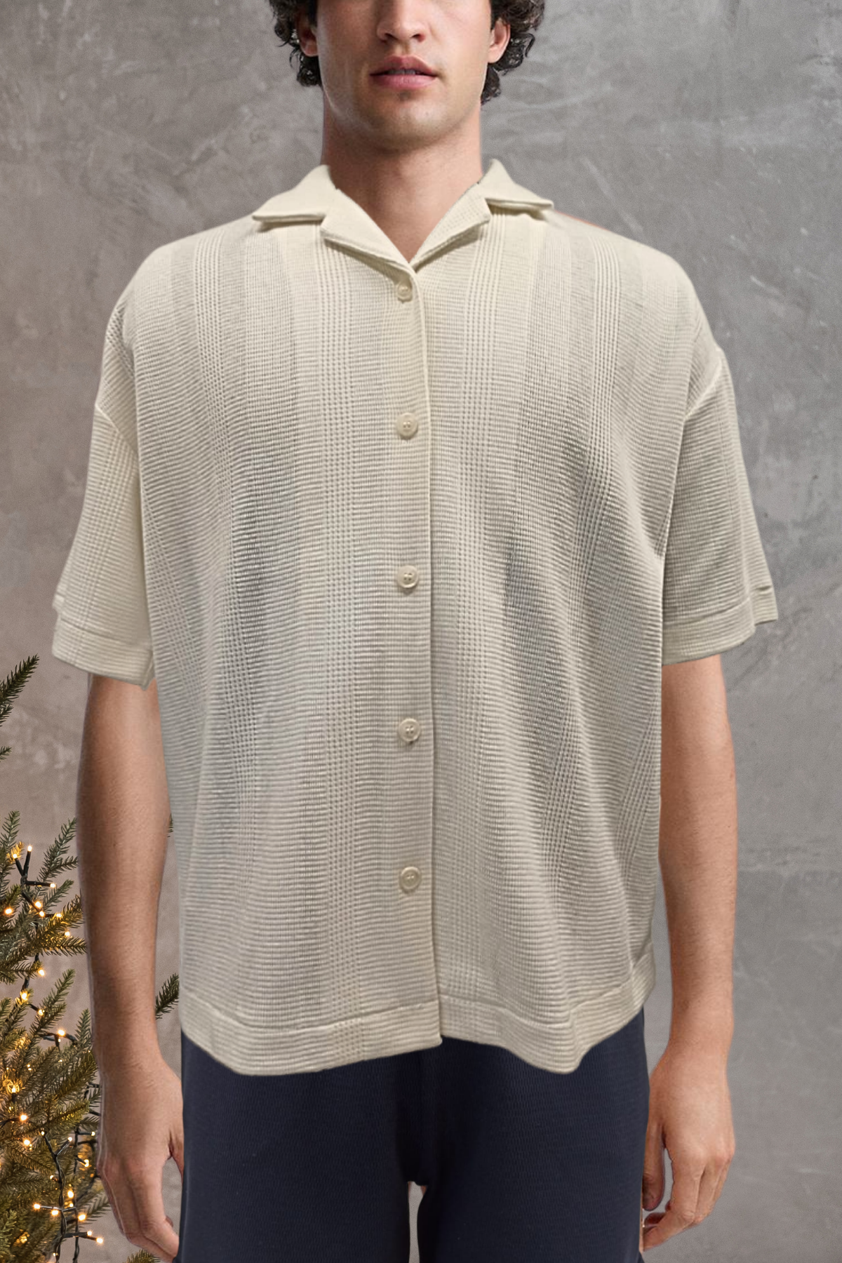 SIMON SHIRT, Kısa Kollu Waffle Gömlek