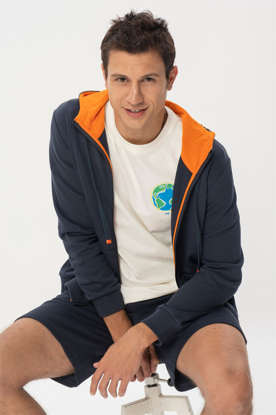 Stan, Kontrast Renk Detaylı, Kapüşonlu, Organik Kumaşlı Erkek Sweatshirt
