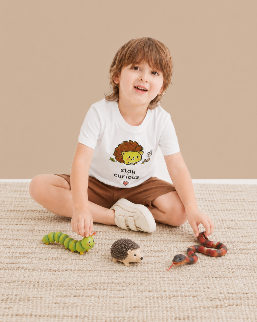 STAY CURIOUS, Organik Kumaşlı Kısa Kollu Baskılı Unisex Çocuk T- shirt
