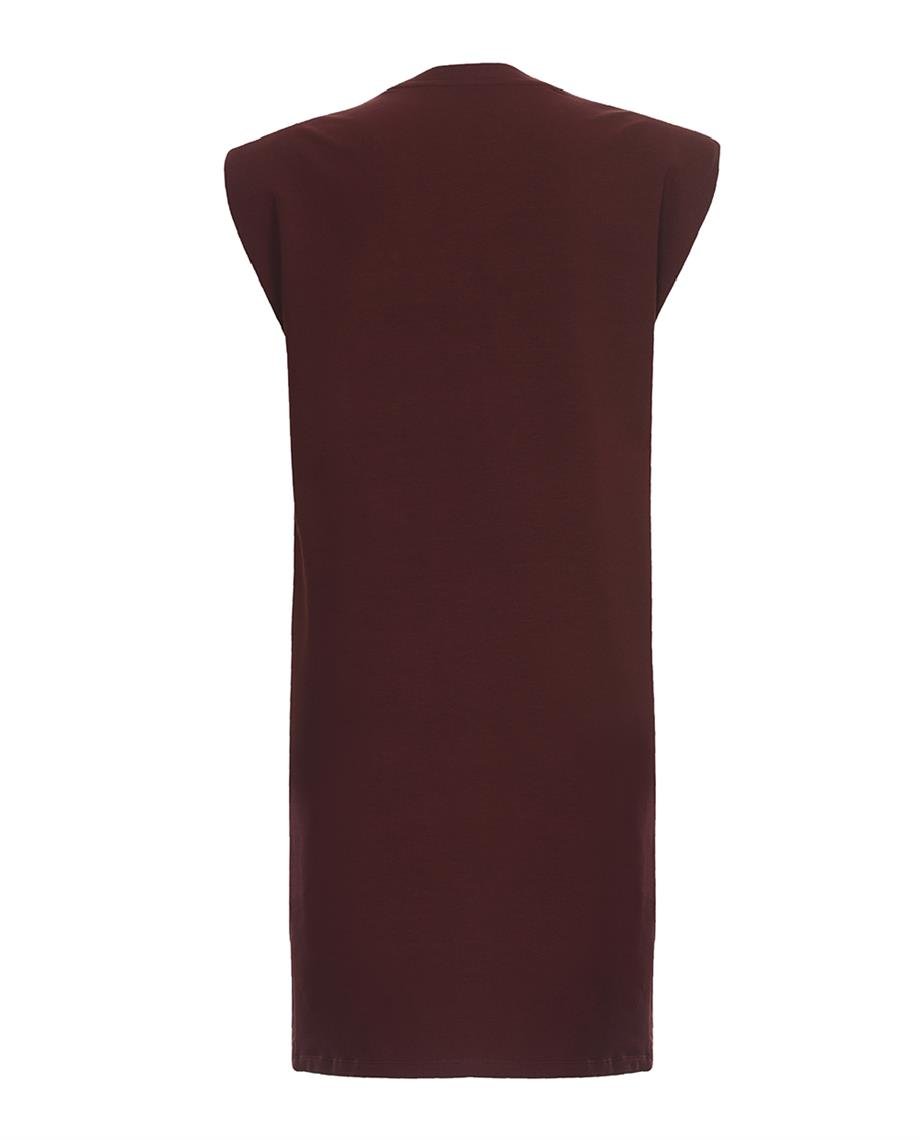 Zoe, Vatkalı, Organik Kumaşlı, Bordo Elbise