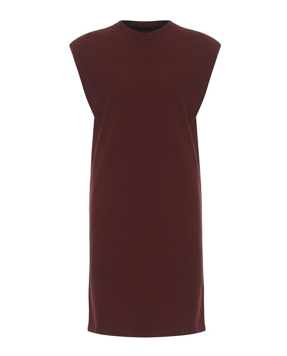 Zoe, Vatkalı, Organik Kumaşlı, Bordo Elbise